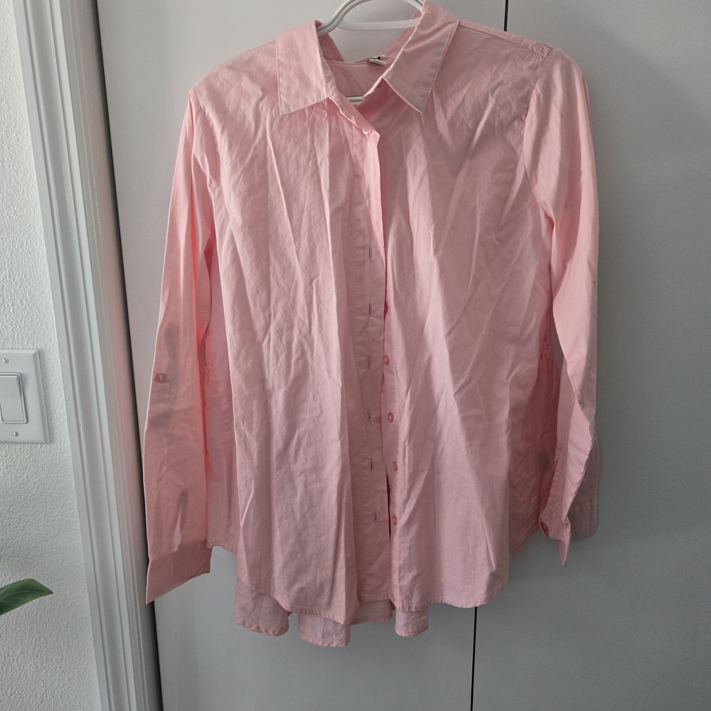 Women's Pink Button-Down Shirt - Classic Collared Top